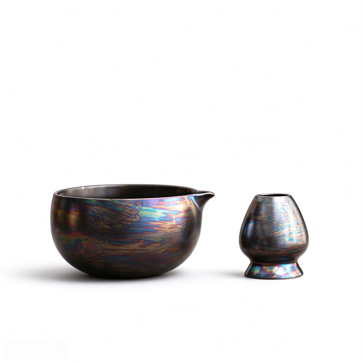 Aurora Kiln Glaze Matcha Chawan & Chasen Holder Set