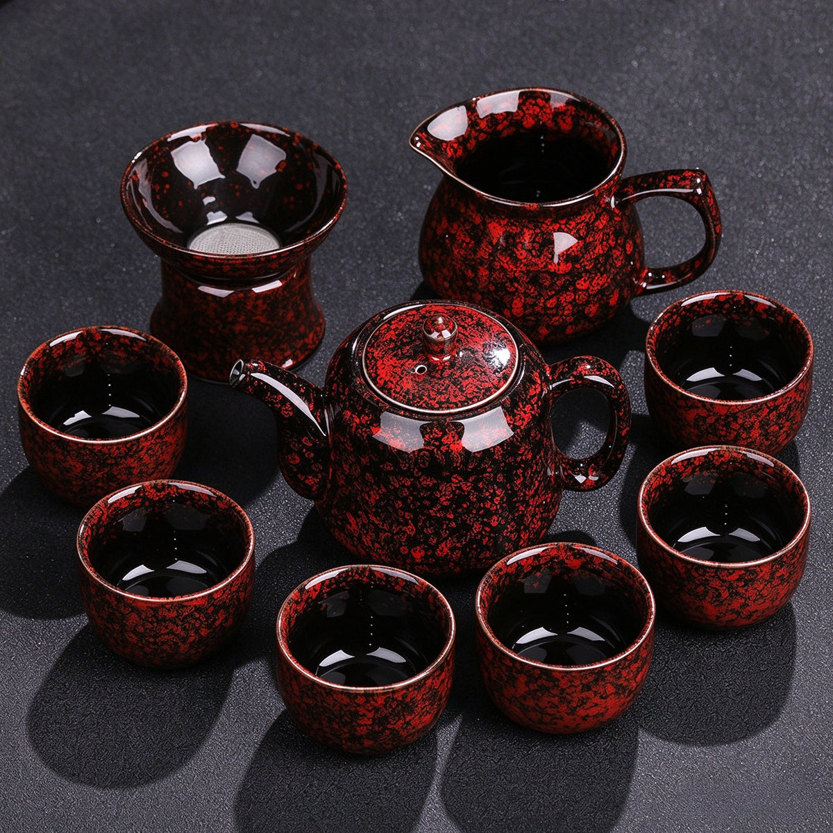 Fire Red Kiln Tea Set