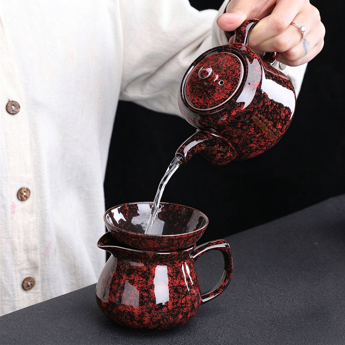 Fire Red Kiln Tea Set