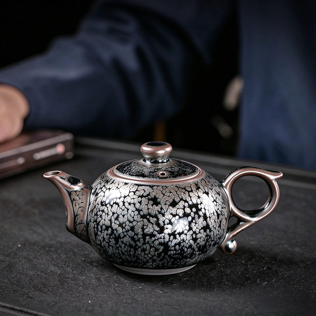 Jade Ring Tenmoku Teapot