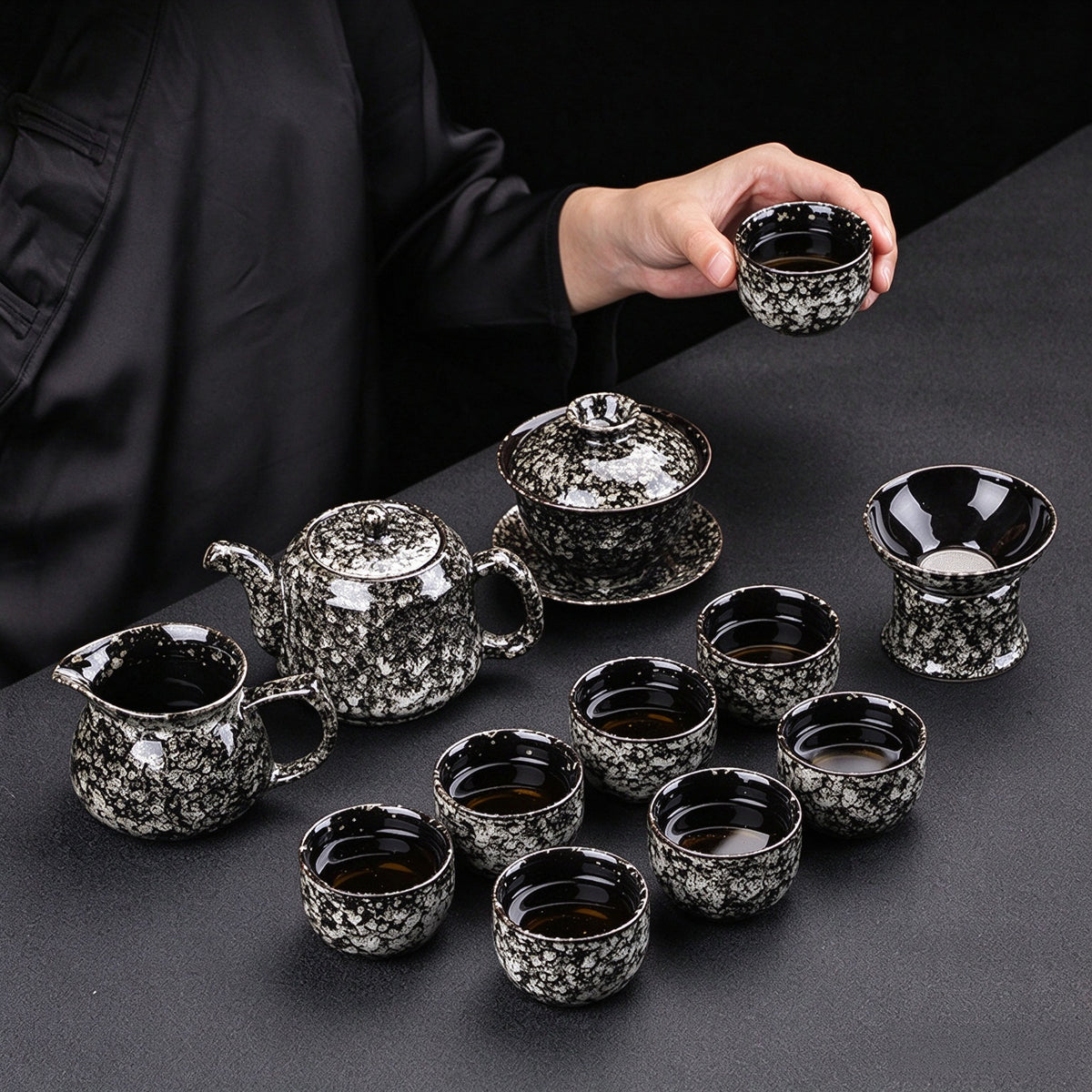 Snow Speckle Kiln-Change Tea Set