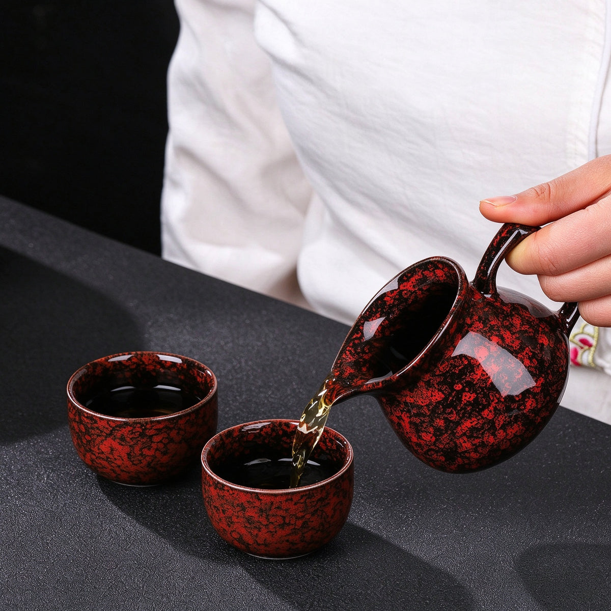 Fire Red Kiln Tea Set