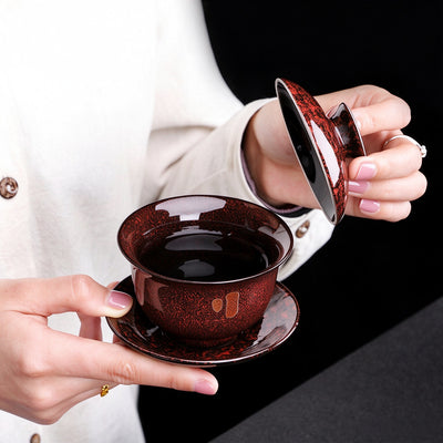 Fire Red Kiln Tea Set
