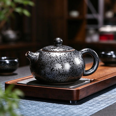 Black Silver Speckled Xi Shi Teapot