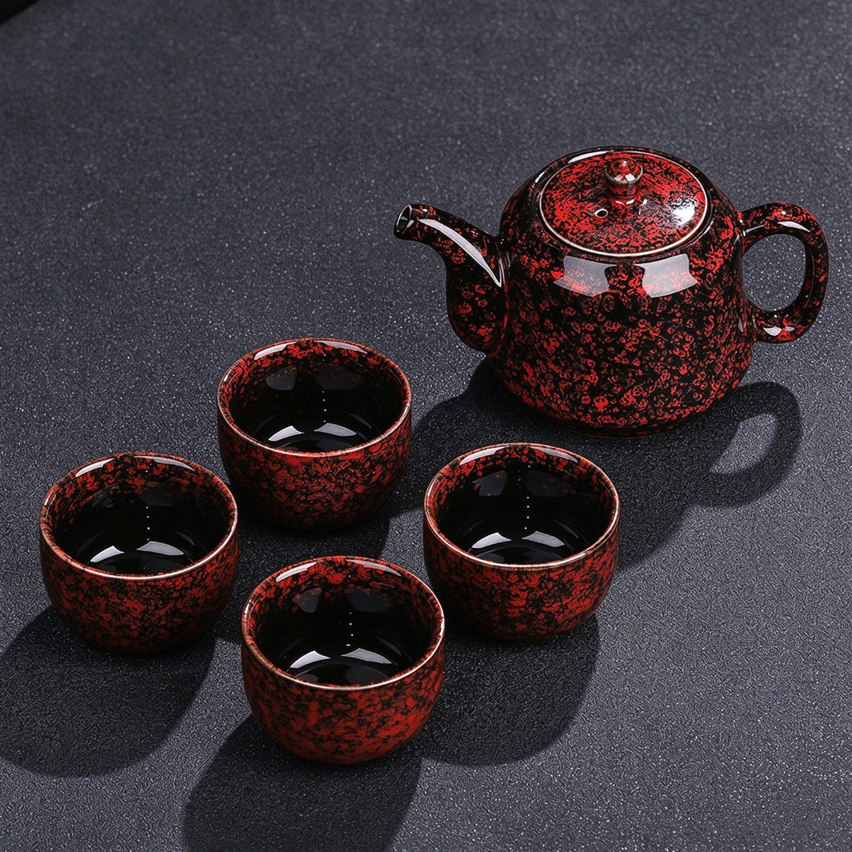 Fire Red Kiln Tea Set