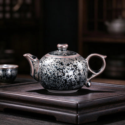 Jade Ring Tenmoku Teapot
