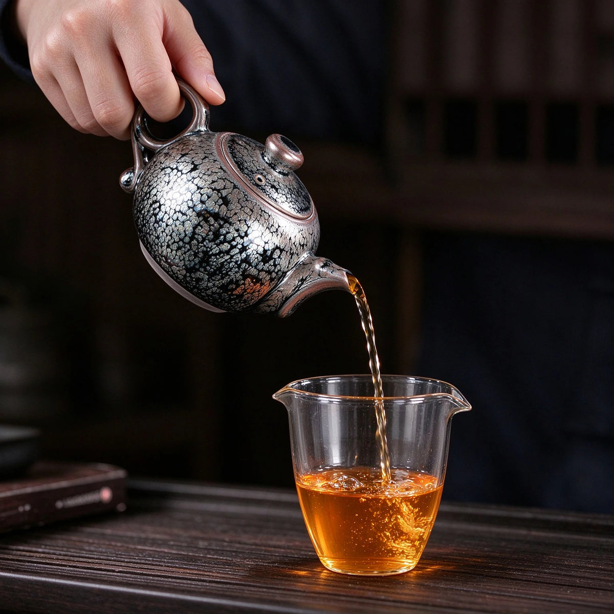 Jade Ring Tenmoku Teapot