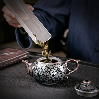 Jade Ring Tenmoku Teapot