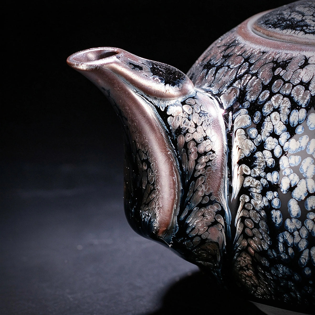 Jade Ring Tenmoku Teapot